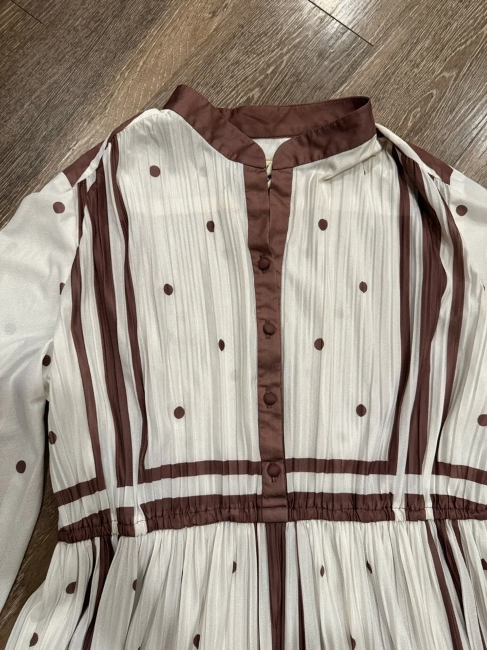 Women's Vintage Cream and Brown Polka dot Midi Dress - possibly size 12